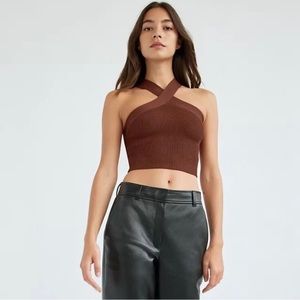 Maroon Criss Cross Sculpt Aritzia/Babaton Top